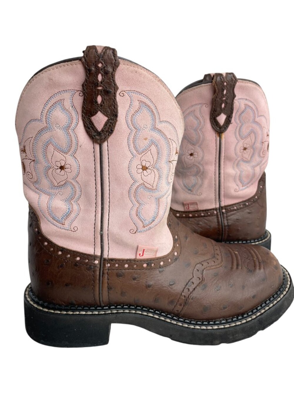 Justin Gypsy Brown Pink Suede Leather Cowgirl Western Cowboy Boots Women’s 7.5 B
